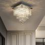 FRIXCHUR Mini Crystal Chandelier Modern Raindrop Ceiling Lighting Flush Mount Pendant Light Fixture for Bedroom Living Room Hallway Dining Room,E12 x 4 Lights