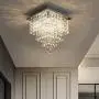 FRIXCHUR Mini Crystal Chandelier Modern Raindrop Ceiling Lighting Flush Mount Pendant Light Fixture for Bedroom Living Room Hallway Dining Room,E12 x 4 Lights