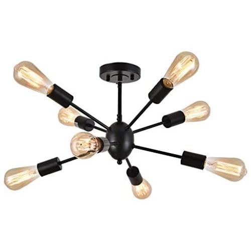 COTULIN Modern 8-Light Black Sputnik Chandeliers Flush Mount Ceiling Light,Industrial Ceiling Light Fixture for Living Room Hallway Kitchen Bar Entryway Bedroom,Vintage Mid Century Light Fixture COTULIN Modern 8-Light Black Sputnik Chandeliers Flush Mount Ceiling Light,Industrial Ceiling Light Fixture for Living Room Hallway Kitchen Bar Entryway Bedroom,Vintage Mid Century Light Fixture