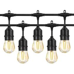 LED Outdoor String Lights - Arbrac 48ft 2PACK Outdoor Patio Cafe Lights, 2w Plastic Bulbs, IP65 Waterproof Outside String Light for Garden Balcony Party