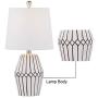 Maxax Ceramic Table Lamp Set of 2 Bedside Nightstand Lamp White Geometric Desk Lamp Drum Fabric Shade for Living Room Family Bedroom