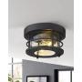 Emliviar 2-Light Round Ceiling Light Fixture, Farmhouse Flush Mount Ceiling Light 11 Inch, Black Finish, WE2085F BK