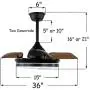 36'' Retractable Ceiling Fan with Lights bladeless Ceiling Fan with Lights and Remote Control, Silent Motor for Living Room Dining Room Bedroom, Black