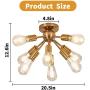 Sputnik Light Fixtures, Mount Metal Ceiling Lighting, Industrial Ceiling Lamp Fixture, Flush Mount Sputnik Ceiling Light with 8 UL Sockets for Kitchen Bathroom Dining Room Bedroom (Antique Brass)