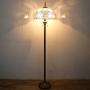 Tiffany Style Floor Standing Lamp W16H64 Inch Tall White Bend Stained Glass Shade 2E26 Antique Reading Lighting Resin Base S508W WERFACTORY Lamps Bedroom Living Room Bedside Coffee Table Lover Gifts