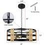 Farmhouse Ceiling Light 5-Light Rustic Wood Chandelier for Dinning Room Kitchen Island Living Room Bedroom