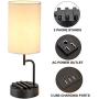 Dreamholder Table Lamp with 3 USB Charging Ports, Modern Desk Lamp with AC Outlet and Phone Stands, Perfect Bedside Lamp for Bedroom, Living Room, Office (Pack of 2)