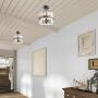 KSANA Semi Flush Mount Ceiling Light Fixture, Modern Faux Wood Ceiling Light with Glass Shade for Hallway, Bedroom, Kitchen, Bathroom, Entryway, Foyer, Stairway, Dining Room, Living Room