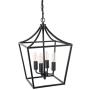 Homenovo Lighting Marden 4-Light Chandelier, Industrial Style Lighting for Entryway,Hallway and Dining Room - Matte Black Finish