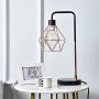 COTULIN Set of 2 Rose Gold Modern Industrial Table Lamp,Desk Lamp with Black Base for Living Room Bedroom Office,Delicate Design Bedside Lamp with Geometric Cage Shade