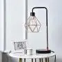 COTULIN Set of 2 Rose Gold Modern Industrial Table Lamp,Desk Lamp with Black Base for Living Room Bedroom Office,Delicate Design Bedside Lamp with Geometric Cage Shade