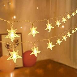 Star String Lights 20 Ft 40 LED Christmas Star Fairy Lights Battery Operated Indoor Outdoor Decorative Lights for Bedroom Christmas Birthday Halloween Garden Ramadan(Warm White)