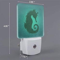 Set of 2 Led Night Lights, Seahorse Under The Ocean Water Blue Auto Dusk-to-Dawn Sensor Night Lamp Plug-in Home Decorative for Adult