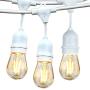Brightech Ambience Pro - White, Waterproof LED Outdoor String Lights - Hanging 2W Vintage Edison Bulbs - 48 Ft Cafe Lights Create Bistro Ambience in Your Gazebo, Back Yard