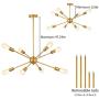 Modern Sputnik Chandeliers 8 Lights - Mid-Century Industrial Brushed Brass Light Fixture for Kitchen Living Room,Dining Room, Restaurant