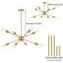 Modern Sputnik Chandeliers 8 Lights - Mid-Century Industrial Brushed Brass Light Fixture for Kitchen Living Room,Dining Room, Restaurant