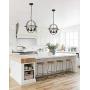 FERWVEW 14.2'' Farmhouse Rustic Black Globe Ceiling Hanging Lighting Foyer Chandelier Light Fixture,3-Light Modern Metal Pendant Lighting for Kitchen Island Hallway Living Dining Room Bedroom Entryway