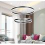 Meenyo Contemporary Chandelier Lighting LED Dimmable Ceiling Hanging Light 2 Ring Dining Room Chandeliers Modern Living Room Light Fixtures Foyer Bedroom Pendant Lights Black 31.5''Dia 88W