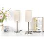 Small Table Lamps for Nightstand Set of 2 with Fabric Shade,TEBLAMPUE Modern Simple Bedside Desk Lamps for Bedroom,Office,Living Room,College Dorm,Silver 16.5'' H