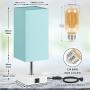 Touch Control Table Lamp,Seealle Teal Aqua Table Lamp with 2 USB Fast Charging Ports,3 Way Dimmable Bedside Nightstand Green Desk Lamp for Bedroom Living Room Office Reading(Bulb Included)