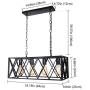 Henveton Industrial Kitchen Island Light, 4-Light Rectangular Farmhouse Pendant Lighting Vintage Hanging Fixtures Light Metal Caged Chandeliers for Dining Room