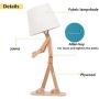 VOGLEE Novelty Cool DIY Desk Lamp for Kids Bedroom Adjustable Beside Table Lamp Swing Arm Wood Nightstand Light Living Room Dorm (Wooden)