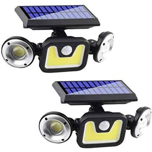 OZS-2 Pack 3Heads Solar Motion Sensor Lights, Solar Powered Security Lights, 83COB Super Bright Solar lights outdoor, Motion Detected Spotlight, Waterproof Flood Lights for Entryways Garage Patio Yard