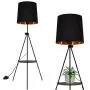 Contemporary Industrial Black Shade Tripod Floor Lamp with Shelves- Modern Mid Century Design Standing Light with Metal Legs - Adjustable Height Reading Light for Living Room Bedside Office Contemporary Industrial Black Shade Tripod Floor Lamp with Shelves- Modern Mid Century Design Standing Light with Metal Legs - Adjustable Height Reading Light for Living Room Bedside Office