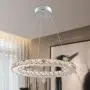 Modern Crystal Chandelier Lighting One Ring Adjustable LED Pendant-Light Dining Room Ceiling Light Fixtures-Yellow Light Source(7.9 7.9 in)