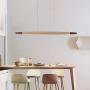 LED Pendant Light 20W Dimmable Chandelier Fixture Modern Wooden Hanging Lamp Minimalist Strip Solid Wood Dining Table Light Living Room Restaurant Bedroom Ceiling Lighting Ø47″ (With Remote Control)