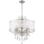 Perry Bright Nickel Pendant Chandelier 22'' Wide Modern Clear Crystal Sheer Shade 4-Light Fixture for Dining Room House Foyer Kitchen Island Entryway Bedroom Living Room - Possini Euro Design