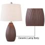 Maxax Ceramic Table Lamps Set of 2 Nightstand Lamps with Oatmeal Shade Bedside Desk Lamps for Bedroom, Living Room, Office, Brown Finish