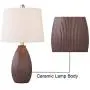 Maxax Ceramic Table Lamps Set of 2 Nightstand Lamps with Oatmeal Shade Bedside Desk Lamps for Bedroom, Living Room, Office, Brown Finish