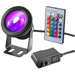 RUICAIKUN LED Flood Light 10W Waterproof Outdoor US Plug RGB Light with Remote Control (DC/AC 12V),Above Ground LED Spotlights