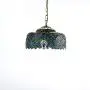LITFAD 1-Bulb Dining Room Hanging Lamp Kit Tiffany Blue and Green Peacock Tail Pattern Pendant Light with Drum Cut Glass Shade LED Ceiling Hanging Light for Bedroom Hotel Hallway Restaurant