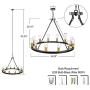 Wellmet Wagon Wheel Chandelier, 35”Dia 12 Lights Rustic Matte Black Foyer Chandelier, Large Round Mordern Farmhouse Chandeliers Lighting Fixture for Kitchen Island, Dining Living Room, Entryway Wellmet Wagon Wheel Chandelier, 35”Dia 12 Lights Rustic Matte Black Foyer Chandelier, Large Round Mordern Farmhouse Chandeliers Lighting Fixture for Kitchen Island, Dining Living Room, Entryway