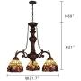 Capulina Handcrafted Tiffany Glass Chandelier, 3 Lights Tiffany Ceiling Light Fixture, Victorian Lampshade Dinning Room Lighting Fixtures Hanging, Antique Kitchen Lights CL078802-3CP