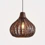 KWOKING Lighting Modern Weave Wicker Hanging Lamp 1 Light Indoor Lighting Fixture Gourd Rattan Pendant Chandelier Natural Woven Light Fixture for Hallway Dining Room - 23.5''