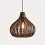 KWOKING Lighting Modern Weave Wicker Hanging Lamp 1 Light Indoor Lighting Fixture Gourd Rattan Pendant Chandelier Natural Woven Light Fixture for Hallway Dining Room - 23.5''