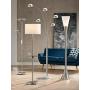 Caper Modern Floor Lamp with USB and AC Power Outlet on Table Glass Satin Steel White Fabric Drum Shade for Living Room - 360 Lighting