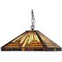 Capulina Tiffany Dining Table Lights, 16 Inch Wide Hanging Tiffany Style Lamp, 2-Light Stained Glass Lighting Fixtures, Stained Glass Dining Room Lights, Mission Style Tiffany Pendant Lights