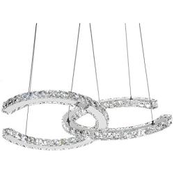 Antilisha Modern Chandelier Lighting Ceiling Girls Bed-Room Crystal Chandeliers Led Lighting Fixtures Small Medium Size 2 C Ring Pendant Lights for Bath-Room Entry-Way Bedroom Cool White