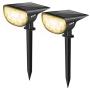 JESLED Solar Landscape Spot Lights, Warm White, Outdoor 14 LED Spotlight Dusk to Dawn, IP67 Waterproof Solar Powered 2-in-1 Wireless Landscaping Light for Yard Patio Garden Path Porch Walkway 2-Pack