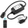 Newpow Outdoor Dimmer 360 Watts, IP67 Waterproof, 60Ft Remote Range, Timer Switch, Memory Function, Plug-in Dimmer Works with 120v Dimmable Outdoor String Lights LED and Incandescent Bulb - Black