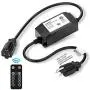 Newpow Outdoor Dimmer 360 Watts, IP67 Waterproof, 60Ft Remote Range, Timer Switch, Memory Function, Plug-in Dimmer Works with 120v Dimmable Outdoor String Lights LED and Incandescent Bulb - Black