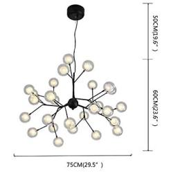 Man hongjia Luce Plafoniera LED Living Room Dining Room Bedroom Decoration Lamps Novelty Chandelier Ambient Light Metal Creative Glass Bubble Chandelier (Color : Black)