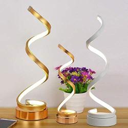 Spiral Design LED Table Lamp Warm White 3000k Minimalist Desk Lamp Aluminum Alloy Acrylic Bedside Nightstand Lamps for Bedroom Office Living Room (Gold, White Light)