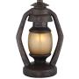 Horace Rustic Farmhouse Table Lamps Set of 2 with Nightlight Miner Lantern Brown Oatmeal Tapered Drum Shade for Living Room Bedroom Bedside Nightstand Office Family - Franklin Iron Works
