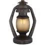 Horace Rustic Farmhouse Table Lamps Set of 2 with Nightlight Miner Lantern Brown Oatmeal Tapered Drum Shade for Living Room Bedroom Bedside Nightstand Office Family - Franklin Iron Works
