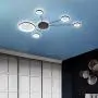 LITFAD Sputnik LED Flush Mount Ceiling Light Fixture with Ring Shade Post Modern Silicon Gel Ceiling Lamp Wall Light Fixtures in Black for Dinning Room Bedroom Living Room - White Light